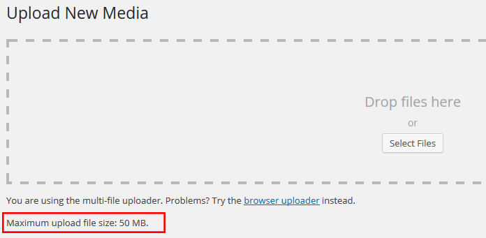 WordPress upload limit е увеличен успешно до 50 MB
